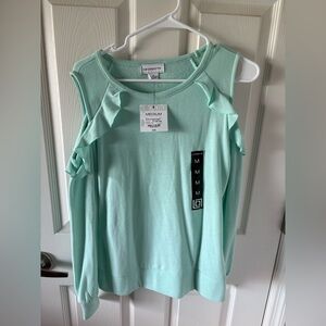 NWT Liz Claiborne Cold Shoulder Ruffle Sweatshirt - Medium